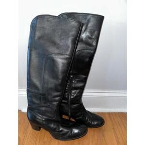 Progetto Tall Black Leather Women’s Boots EU 41 US9.5